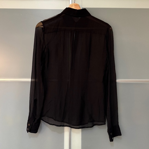 Theory Sheer Collared Button-down Blouse, Size P - Picture 3 of 4